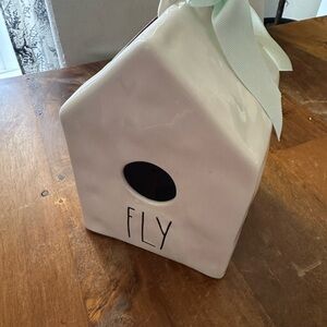 Rae Dunn FLY‎ White Ceramic Birdhouse with Ribbon NWT